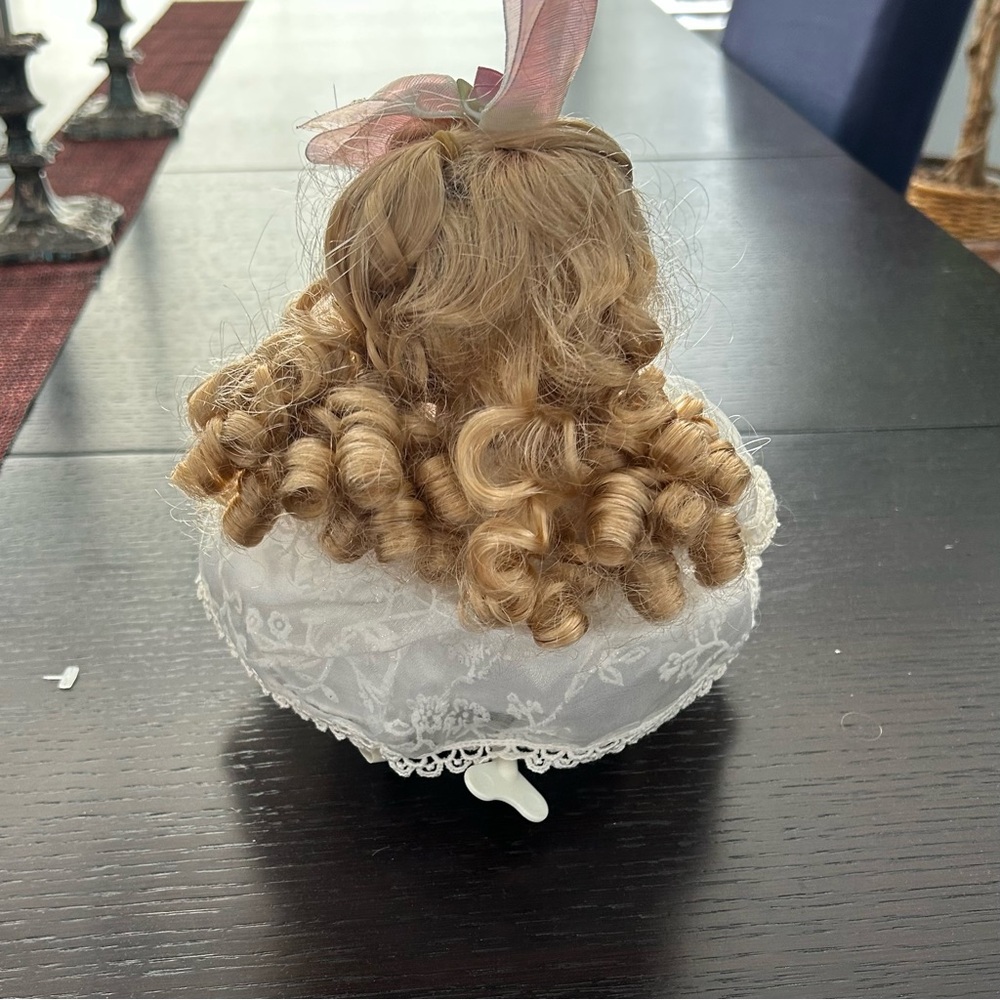 Collectors Choice Porcelain Doll in White Dress with Blonde Hair - Picture 2 of 7